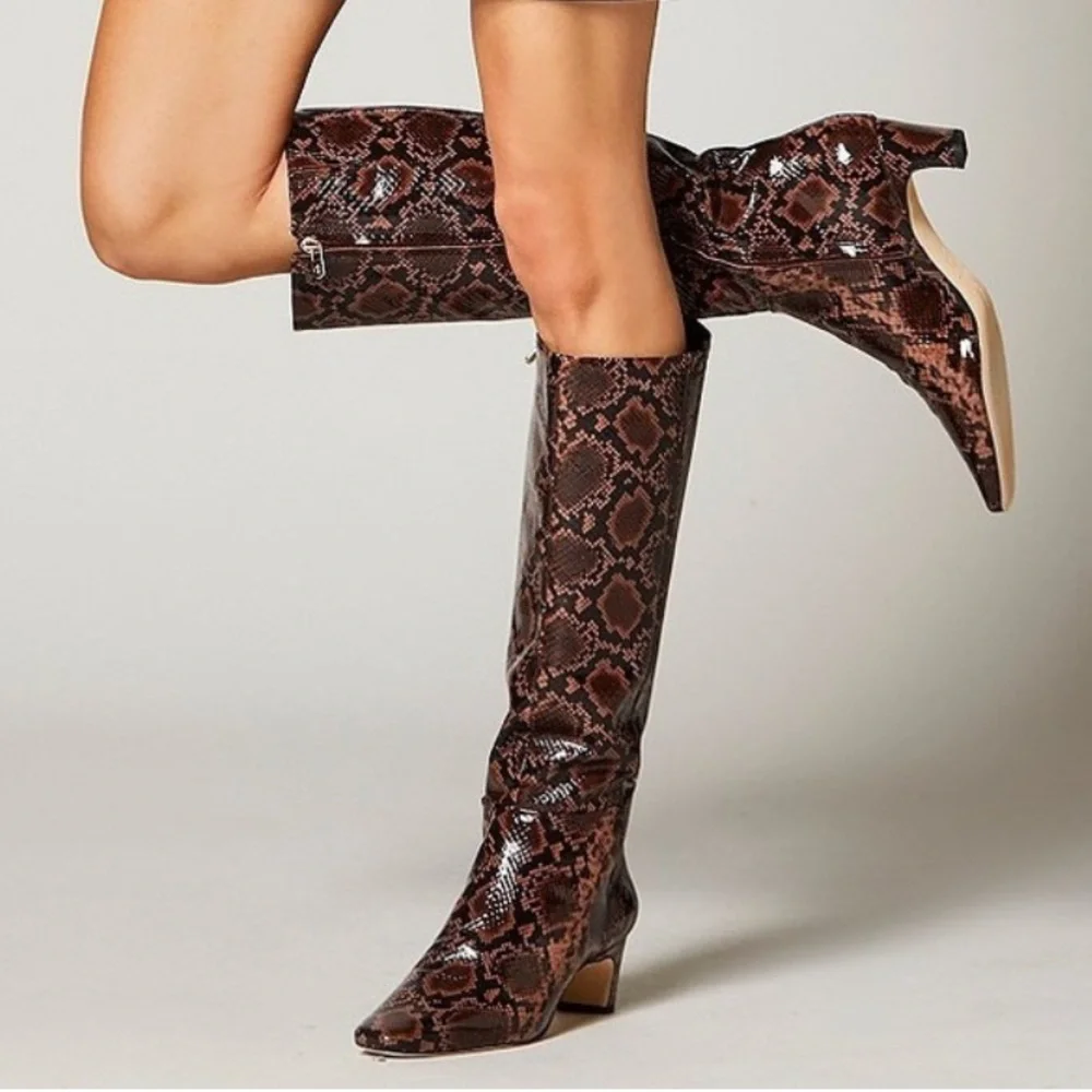 NWT Antonio Melani Mades Snake Patent Leather Tall Dress Boots Sz 6,5